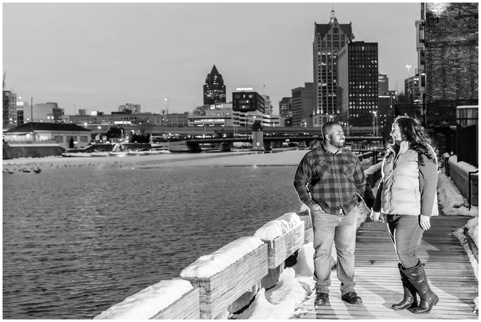 Winter Engagement in Downtown Milwaukee